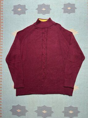 NEW Vtg cable knit pullover sweater maroon red burgundy cotton y2k NWT men’s XL